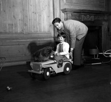 Ex-King Michael of Romania pushing his eldest daughter 1950s Old Photo picture