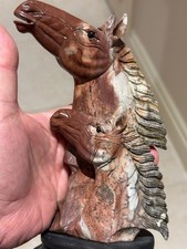 GORGEOUS RARE CHINESE PICTURE (JASPER) STONE HORSEHEAD CARVING picture