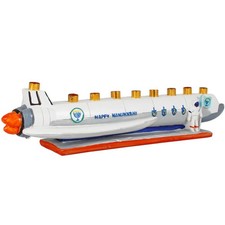 Zion Judaica Spaceship Kids Menorah Hand Painted Polyresin - Sculptured Space picture