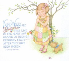 KIND WORDS ARE JEWELS IN HEART-Handcrafted Fridge Magnet-w/Mary Engelbreit art picture
