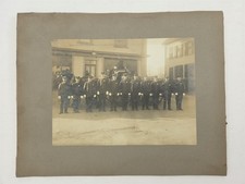 c1910 antique FIRE DEPARTMENT HORSE DRAWN ENGINE PHOTO firemen fire house 9x12 picture