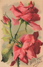 1910 Embossed Red Roses Postcard 