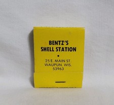 Vintage Bentz's Shell Station Gas Oil Matchbook Waupun Wisconsin Advertising picture