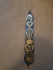 Vtg English 6 Brass Medallion Vintage Leather Bridle Martingale Harness picture