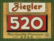 Ziegler 520 Beer of Beaver Dam, WI NEW Metal Sign 24