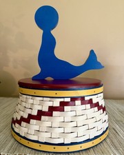 Longaberger 2014 Collectors Club Circus Seal Stand Basket w/Lid #12845 Tags EUC picture