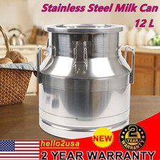 12L/5.25 Gallon Stainless Steel Milk Can Wine Pail Boiler Tote Jug w/ Lid picture