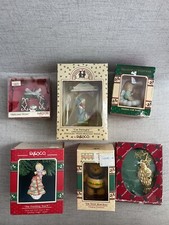 Lot 6 Enesco Ornaments , Fishing For Stars,The Teddy Bear Ball, Welcome Home,NIB picture