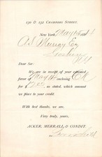 Acker Merrall & Condit 1884 Chambers St NY Antique Letterhead Billhead TC17 picture