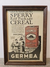 Antique 1890's Original Sperry Flour Co Germea Cereal Ad Framed 12×8.5 picture