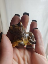 Carved Tigers Eye Lion Crystal Figure picture