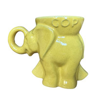 Vintage Frankoma Pottery Mug Elephant Republican Political GOP 1975 Yellow picture