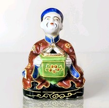 Vintage Occupied Japan Satsuma Moriage Figurine Incense Burner Koro Fuku Fortune picture