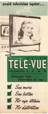 VINTAGE 1940s-50s WALCO TELE-VUE LENS BROCHURE BIG MAGNIFIER FOR TELEVISION/TV picture