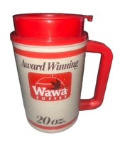 Vintage Wawa Coffee Travel Mug 20 oz Plastic Insulated Double Wall Cup Rare picture