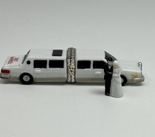 PHB Porcelain Hinged Trinket Box Just Married Wedding Limousine Figurine picture
