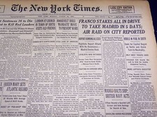 1936 AUGUST 24 NEW YORK TIMES - FRANCO STAKES ALL DRIVE TO TAKE MADRID - NT 2069 picture