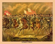 Ulysses S Grant and Generals Civil War Flag 8x10 Photo Reprint picture
