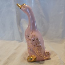 Vintage Pink & Gold Gilt Porcelain Goose Mid-Century picture