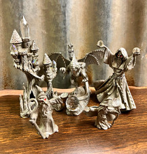 Walterwork Fine Pewter Fantasy Figurine Set Dragon Wizard Castle picture