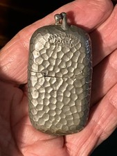 Antique Victorian 1883 Edward J. Hauck Clamshell Match Safe HAMMERED Vesta Case picture