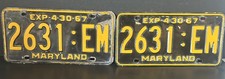 1967 Maryland License Plates Matched Pair picture