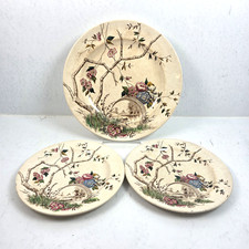 Antique JT Hudden Staffordshire Aesthetic Movement Transferware Plates Set of 3 picture