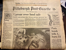 Pittsburgh Post-Gazette Newspaper Front Page Final Edition Sept 16, 1986 picture