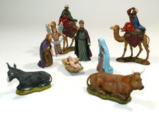 Vintage Italian Nativity Set of 9 Christmas Manger Scene Figures Made In Italy picture