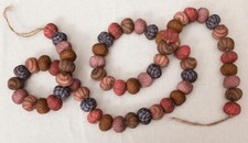 NEW PRIMITIVE Farmhouse RAG BALL GARLAND Plaid Acrylic 62