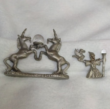 Spoontiques 1985 Signed Unicorn Figurines Set of 2 Silver Pink Crystal 3D picture