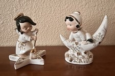 Lefton Rhinestone Angels – Star Dust Girl And Moon Boy Figurines 1955 picture
