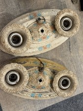 Vintage 2-Light Oval Flush Mount Ceiling Light Pull Chain Painted Metal 250V  picture