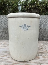 Vintage Robinson Ransbottom Blue Crown 12 Gallon Pottery Crock Planter Roseville picture