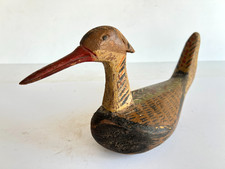 VINTAGE FRENCH ANTIQUE DUCK BIRD DECOY - WOOD - FOLK ART - ORIGINAL PAINT picture