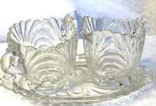 Sugar & Creamer With Tray Vintage Elegant tea party Glassware picture