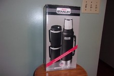 Aladdin Stanley Unbreakable Steel Quart Thermos Black + 2 Travel Mugs w/ Box NIB picture