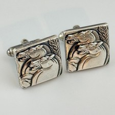 Vtg Hickok Horse Cuff Links Mid-Century 925 Sterling Silver Equestrian Jewelry picture