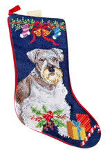 VTG SCHNAUZER needlepoint Christmas stocking NWT picture