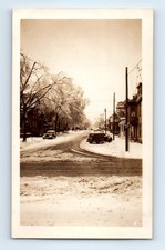 Old Vintage Photo 1948 STREET SCENE BUILDINGS CLASSIC CARS SNOW WINTER picture