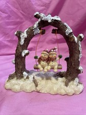 Vintage Holiday Resin Figure Two Snowmen Swinging picture
