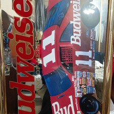 Vintage BUDWEISER Bud King of Beer Bar NASCAR Mirror 51x 27” Bill Elliott 90’s picture