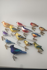 Old World Christmas bird  LOT 13 Blown Glass Christmas Ornament Clip On Colorful picture
