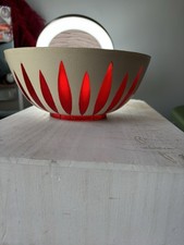 Vintage Regaline Red White Plastic Textured Acrylic Bowl MCM Cathrine Holm DEKA  picture