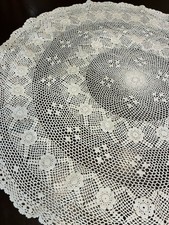 Vtg Hand Crocheted Lace Tablecloth 28