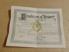 1932 Freemasons  Resolutions of Respect, Barnes lodge 116, Cabool Missouri picture