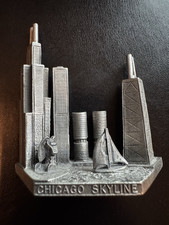 WAPW Vintage Pewter Chicago Skyline Sears Tower Marina City Picasso Miniature picture