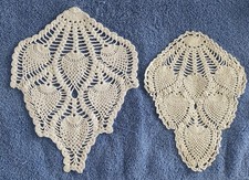 Two Vintage Handmade Crochet Doily Pineapple Pattern 13.25 In & 11 In picture