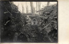 WW1 French Soldier Front Line Trench Gas Mask 1910s RPPC Photo Postcard COPY picture