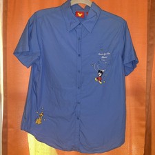 Vintage Disney Mickey Mouse Jerry Leigh ButtonUp Shirt Mens•S Unisex Blue picture